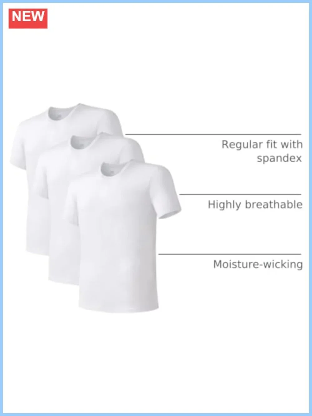 Men's Bamboo Rayon Crew Neck Undershirts 3 Pack Moisture Wicking